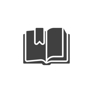 Yer imi vektör simgesiyle kitabı aç. Mobil konsept ve web tasarımı için düz tabela. Boş kitap sayfaları kabartma simgesi. Sembol, logo çizimi. Vektör grafikleri