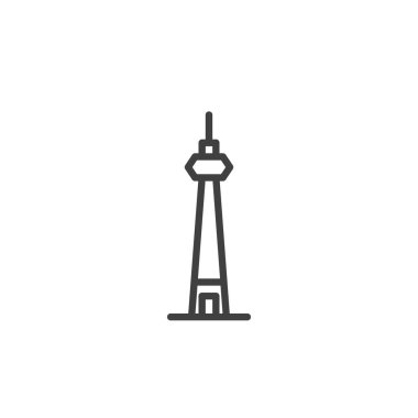 Kule inşa çizgisi simgesi. Mobil konsept ve web tasarımı için doğrusal biçim işareti. TV kulesi vektör ikonu. Sembol, logo çizimi. Vektör grafikleri