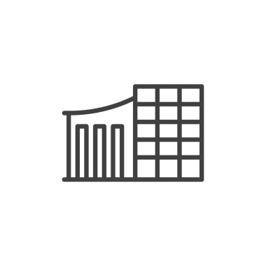 Alışveriş merkezi imaj çizgisi ikonu. Mobil konsept ve web tasarımı için doğrusal biçim işareti. Alışveriş merkezi ana hatlı vektör ikonu. Sembol, logo çizimi. Vektör grafikleri