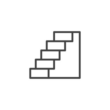 Merdiven çizgisi ikonu. Mobil konsept ve web tasarımı için doğrusal biçim işareti. Merdivenler, merdiven çizgisi vektör ikonu. Sembol, logo çizimi. Vektör grafikleri