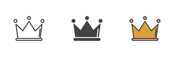 King Krone Andere Stil Ikone Gesetzt Linie Glyphe Und Gefüllte — Stockvektor