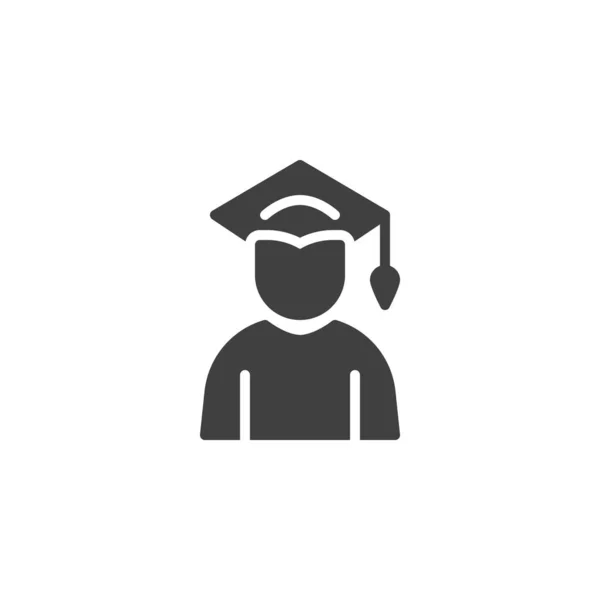 Étudiant Dans Icône Vectorielle Chapeau Graduation Panneau Plat Rempli Pour — Image vectorielle