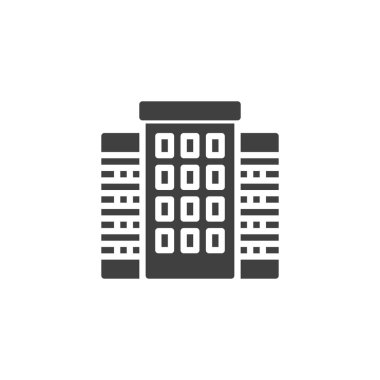 Daire binası vektör simgesi. Modern evler mobil konsept ve web tasarımı için düz tabela doldurdu. Dairenin sembolik sembolü. Sembol, logo çizimi. Vektör grafikleri