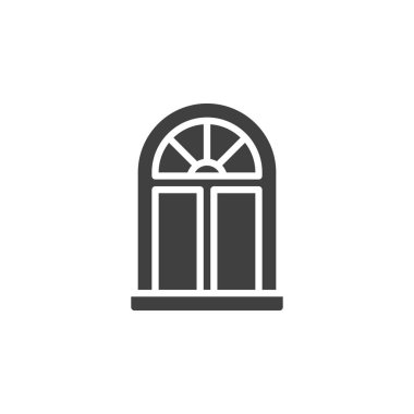 Kemer pencere çerçeve ikonu. Mobil konsept ve web tasarımı için düz tabela. Kemerli pencere simgesi. Sembol, logo çizimi. Vektör grafikleri