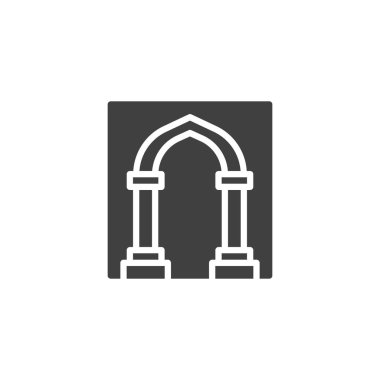 Cami kemeri vektör simgesi. Mobil konsept ve web tasarımı için düz tabela. Cami simgesi simgesi. Sembol, logo çizimi. Vektör grafikleri