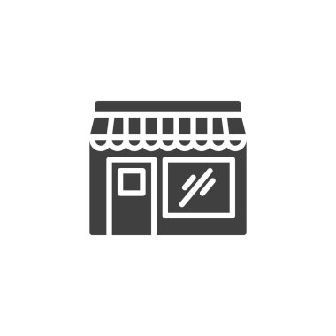 Kafe bistro vektör simgesi. Mobil konsept ve web tasarımı için düz tabela. Kafeterya ya da kafeterya sembolü. Sembol, logo çizimi. Vektör grafikleri