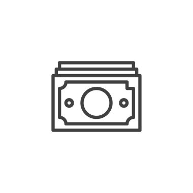 Kağıt para çizgisi simgesi. Mobil konsept ve web tasarımı için doğrusal biçim işareti. Nakit para ana hatları vektör simgesi. Sembol, logo çizimi. Vektör grafikleri