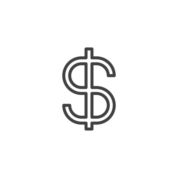 Icône Ligne Signe Dollar Signe Style Linéaire Pour Concept Mobile — Image vectorielle