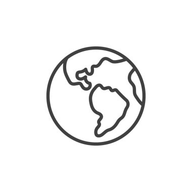 Dünya gezegeni çizgisi ikonu. Mobil konsept ve web tasarımı için dünya küresi doğrusal işareti. Dünya küre çizgisi vektör ikonu. Sembol, logo çizimi. Vektör grafikleri