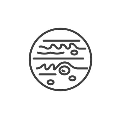 Jüpiter gezegen çizgisi ikonu. Mobil konsept ve web tasarımı için doğrusal biçim işareti. Jüpiter gezegeni, ana hatlı vektör ikonu. Sembol, logo çizimi. Vektör grafikleri