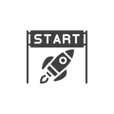 Startup rocket vector icon. filled flat sign for mobile concept and web design. Business startup glyph icon. Symbol, logo illustration. Vector graphics