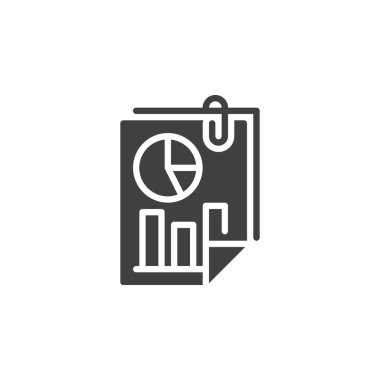İstatistikler vektör simgesi rapor ediyor. Finansal belge mobil konsept ve web tasarımı için düz tabela doldurdu. Analitik raporlar glifin simgesi. Sembol, logo çizimi. Vektör grafikleri