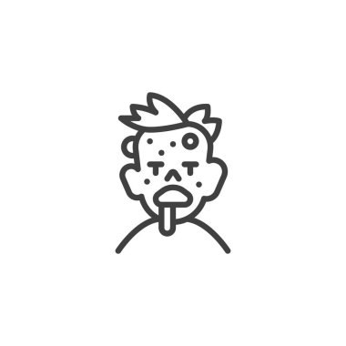 Cadılar Bayramı zombi çizgisi ikonu. Mobil konsept ve web tasarımı için doğrusal biçim işareti. Korkunç zombi taslak vektör ikonu. Sembol, logo çizimi. Vektör grafikleri