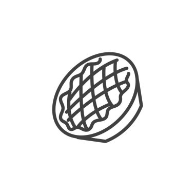 Apple Pie çizgisi simgesi. Mobil konsept ve web tasarımı için doğrusal biçim işareti. Elmalı turta ana hatlı vektör simgesi. Fırın sembolü, logo illüstrasyonu. Vektör grafikleri