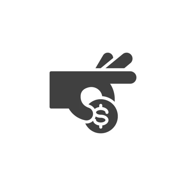 Χέρι Κέρμα Χρήματα Διάνυσμα Εικονίδιο Γεμισμένο Επίπεδο Σήμα Για Την — Διανυσματικό Αρχείο