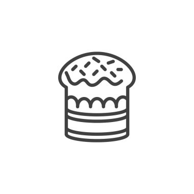 Paskalya ekmeği çizgisi simgesi. Mobil konsept ve web tasarımı için doğrusal biçim işareti. Paskalya pastası kulich ana hatlı vektör simgesi. Sembol, logo çizimi. Vektör grafikleri