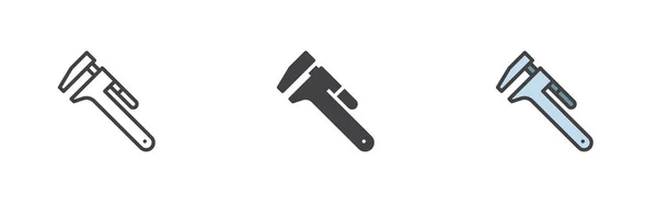 Schlüsselwerkzeug Verschiedene Stil Icon Set Linie Glyphe Und Gefüllte Umrisse — Stockvektor