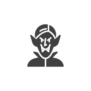 Cadılar Bayramı vampir ikonu. Mobil konsept ve web tasarımı için düz tabela. Vampir kostümü sembolü. Sembol, logo çizimi. Vektör grafikleri