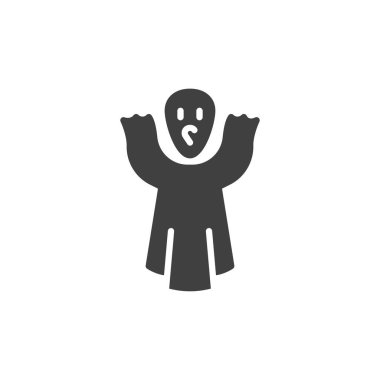 Uçan hayalet vektör simgesi. Mobil konsept ve web tasarımı için düz tabela. Hayalet sembolü simgesi. Sembol, logo çizimi. Vektör grafikleri