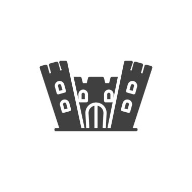 Medieval Castle vector icon. filled flat sign for mobile concept and web design. Castle with towers glyph icon. Symbol, logo illustration. Vector graphics