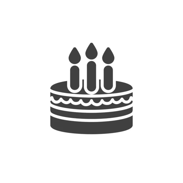 Cake Three Candles Vector Icon Filled Flat Sign Mobile Concept — Stock Vector