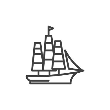 Mayflower ship line icon. linear style sign for mobile concept and web design. Pilgrims ship outline vector icon. Symbol, logo illustration. Vector graphics clipart