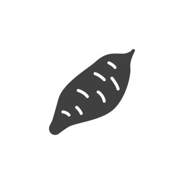 Taze patates vektör simgesi. Mobil konsept ve web tasarımı için düz tabela. Tatlı patates sembolü adına. Sembol, logo çizimi. Vektör grafikleri