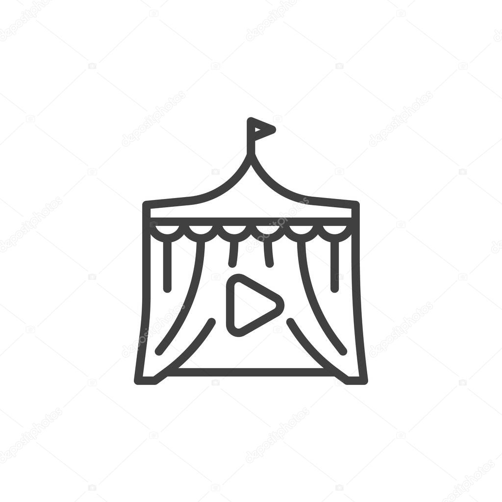 Circus tent line icon. linear style sign for mobile concept and web design. Circus, entertainment outline vector icon. Symbol, logo illustration. Vector graphics