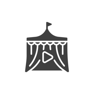 Sirk çadırı vektör simgesi. Mobil konsept ve web tasarımı için düz tabela. Sirk, eğlence sembolü. Sembol, logo çizimi. Vektör grafikleri