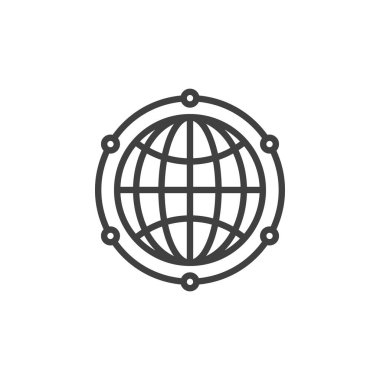 Genel ağ bağlantı hattı simgesi. Mobil konsept ve web tasarımı için doğrusal biçim işareti. Küresel ağ hatları vektör simgesi. Sembol, logo çizimi. Vektör grafikleri