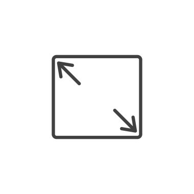 Ekran çizgi simgesini genişlet. Mobil konsept ve web tasarımı için tam ekran doğrusal işaret. Taslak vektör simgesini büyüt, genişlet. Sembol, logo çizimi. Vektör grafikleri