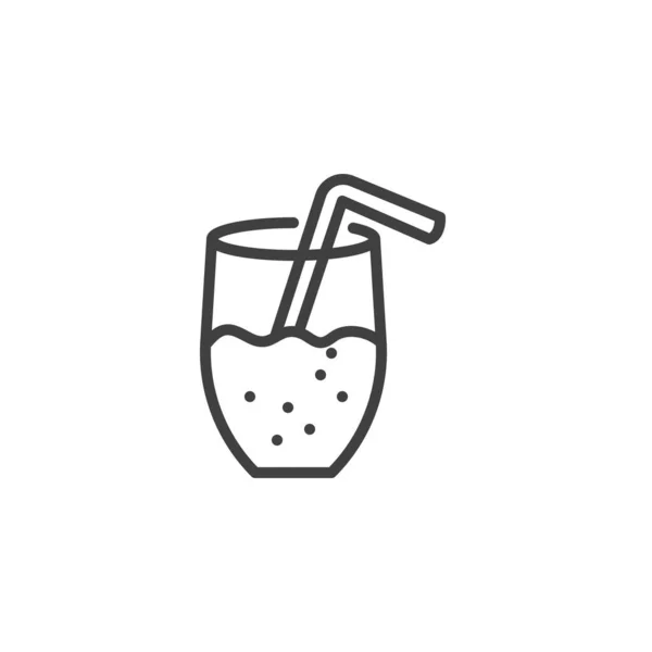 有稻草线图标的冰沙玻璃杯 移动概念和网页设计的线性风格标志 光滑的鸡尾酒玻璃杯轮廓矢量图标 条形码 标识图解 矢量图形 — 图库矢量图片