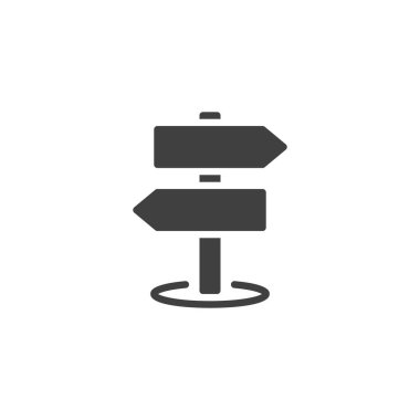 Kılavuz taşıyıcı simgesi. Mobil konsept ve web tasarımı için düz tabela. İşaret direği simgesi. Yol bulma sembolü, logo çizimi. Vektör grafikleri