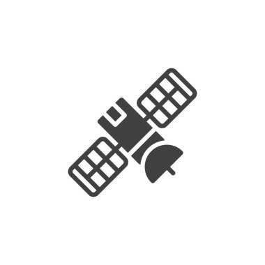 GPS uydu vektör simgesi. Mobil konsept ve web tasarımı için düz tabela. Uydu sembolü simgesi. Sembol, logo çizimi. Vektör grafikleri