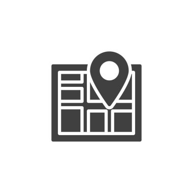 Sokak düzeni harita vektör simgesi. Mobil konsept ve web tasarımı için düz tabela. Harita şekil simgesi simgesi. Sembol, logo çizimi. Vektör grafikleri