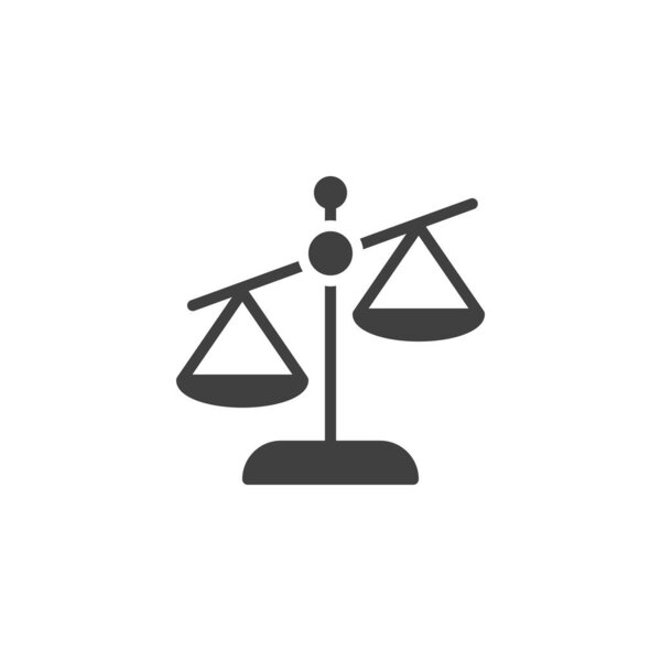 Balance scale vector icon. filled flat sign for mobile concept and web design. Scales glyph icon. Symbol, logo illustration. Vector graphics