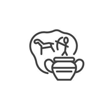 Antik sanat çizgisi ikonu. Mobil konsept ve web tasarımı için doğrusal biçim işareti. Yerel Sanat ana hatları vektör simgesi. Sembol, logo çizimi. Vektör grafikleri