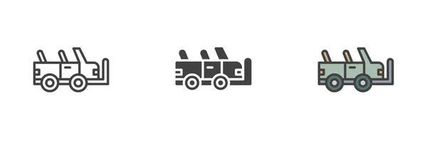Road Truck Verschillende Stijl Pictogram Set Lijn Hiëroglief Gevulde Omtrek — Stockvector