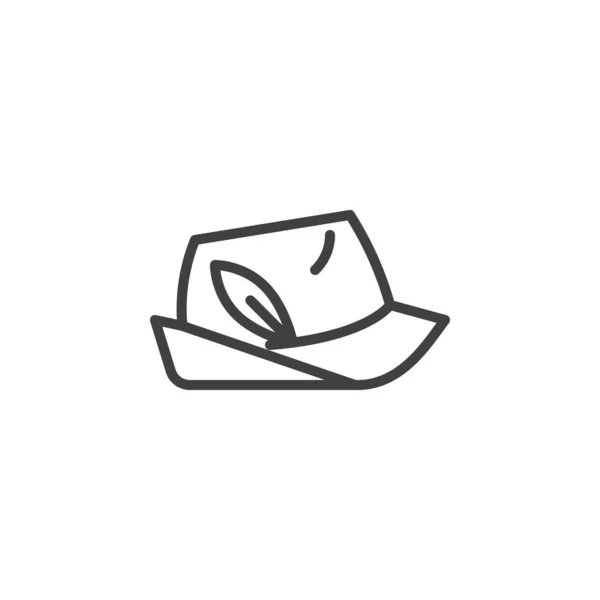 Oktoberfest帽线图标 移动概念和网页设计的线性风格标志 带有羽毛轮廓矢量图标的巴伐利亚帽子 标识插图 矢量图形 — 图库矢量图片