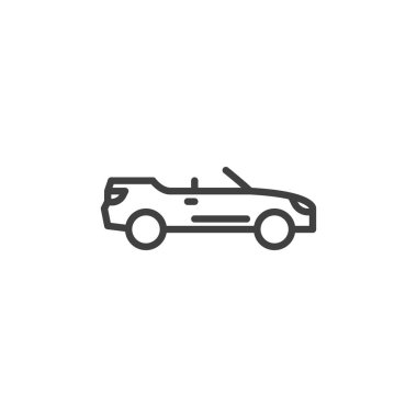 Cabriolet araba hattı simgesi. Mobil konsept ve web tasarımı için doğrusal biçim işareti. Cabriolet araba yan görünümü vektör simgesi. Sembol, logo çizimi. Vektör grafikleri