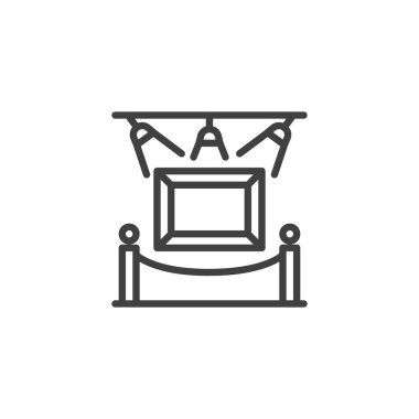 Sanat sergisi simgesi. Mobil konsept ve web tasarımı için doğrusal biçim işareti. Müze galerisi ana hatları vektör simgesi. Sembol, logo çizimi. Vektör grafikleri