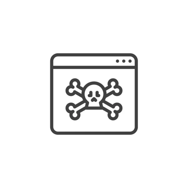 Иконка Линии Кибератаки Знак Стиля Мобильной Концепции Веб Дизайна Значок — стоковый вектор