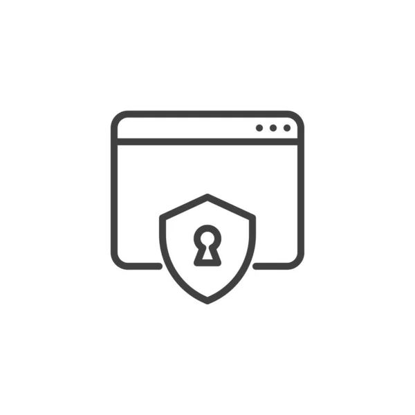 Bezpieczna Ikona Przeglądarki Liniowy Znak Stylu Dla Mobilnej Koncepcji Projektowania — Wektor stockowy