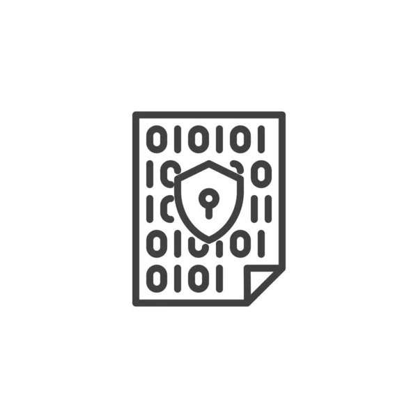Dataversleutelingsregel Icoon Lineair Stijlteken Voor Mobiel Concept Webdesign Encryptiecode Schild — Stockvector