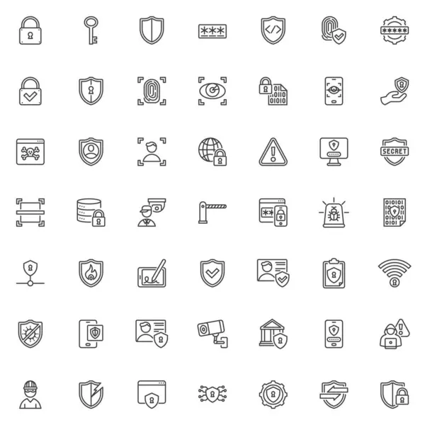 Cyber Security Line Symbole Gesetzt Linearen Stil Symbole Sammlung Umrisse — Stockvektor