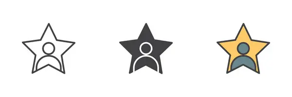 Человек Звездном Наборе Иконок Разного Стиля Строка Глиф Заполненный Контур — стоковый вектор