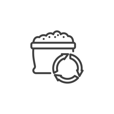 Organik madde çizgisi simgesi geri dönüşümü. Mobil konsept ve web tasarımı için doğrusal biçim işareti. Organik gübre taslak vektör simgesi. Sembol, logo çizimi. Vektör grafikleri