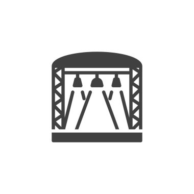 Sahne ışıkları vektör simgesi. Mobil konsept ve web tasarımı için düz tabela. Konser sahnesi sembolü. Sembol, logo çizimi. Vektör grafikleri