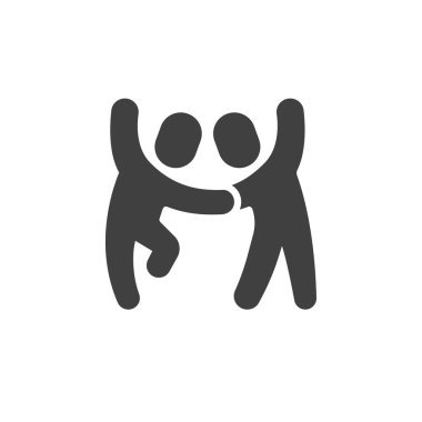 Çift dans ikonu. Mobil konsept ve web tasarımı için düz tabela. Dans eden insanların sembolü. Sembol, logo çizimi. Vektör grafikleri