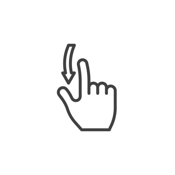 向下滑动手势线图标 移动概念和网页设计的线性风格标志 手指向下滑动手势轮廓矢量图标 标识插图 矢量图形 — 图库矢量图片
